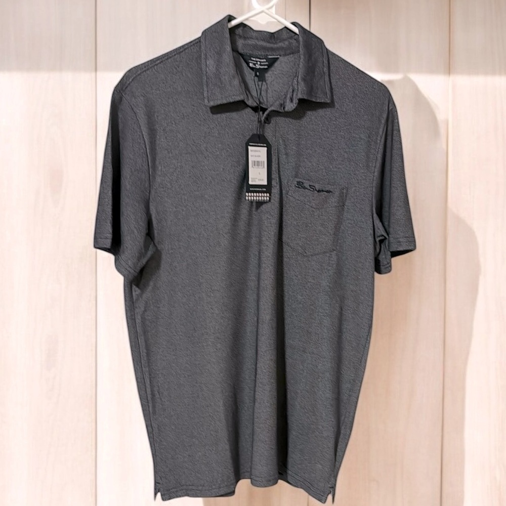 NWT men’s Ben Sherman regular fit birdseye navy pique polo sz S